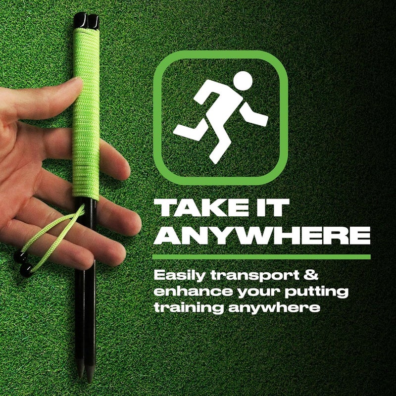 BACK 2 BASICS GOLF Putting String Line Triple Bead Alignment, Neon Green Visual Guide Putter Alignment Tool for Indoor & Outdoor Practice, Distance Control Golf Putting Aid for Precision Line Accuracy - Image 4